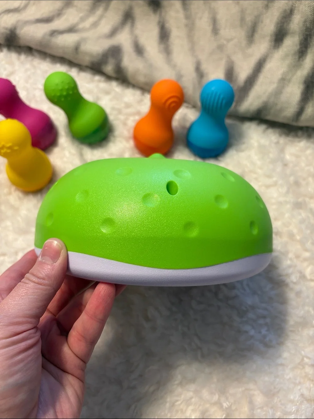 Fat Brain Toys Set of 3 Dimpl, SpinnyPins and Tugl Cube
